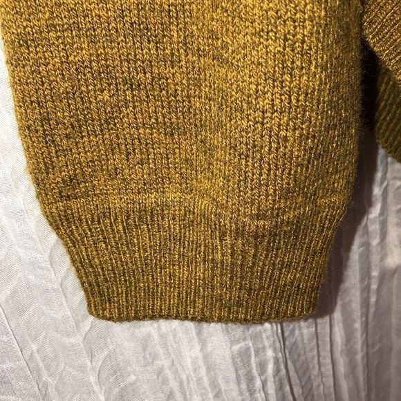 H&M M Mustard Heather Back Zip Wool Blend High Low Crewneck Pullover Sweater - Picture 4 of 12